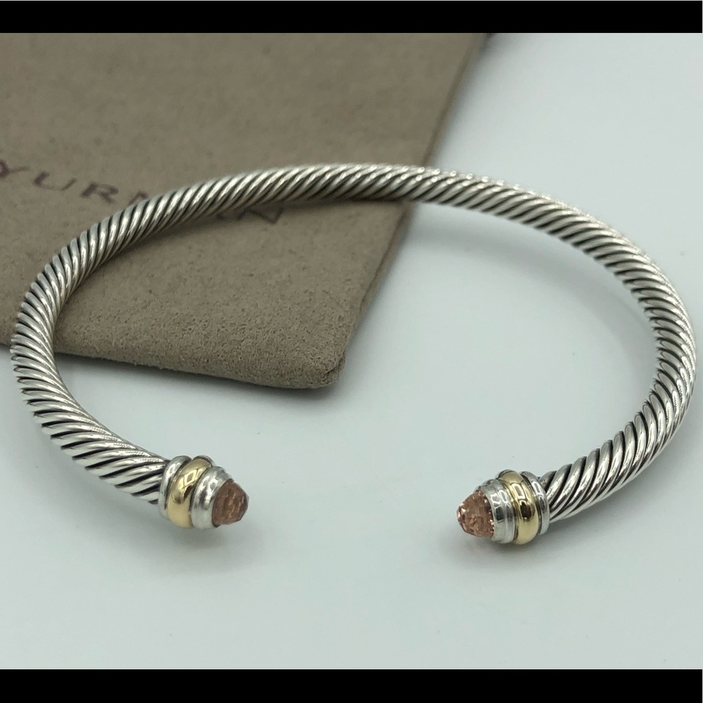 David Yurman 4mm Morganite and 18k Gold Bracelet